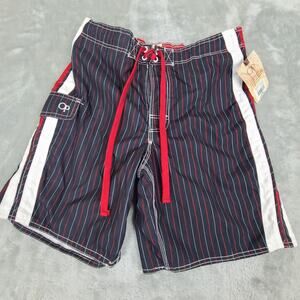 NWT OP Ocean Pacific Mens Red Black & White Swim Trunks Size Large (36-38)